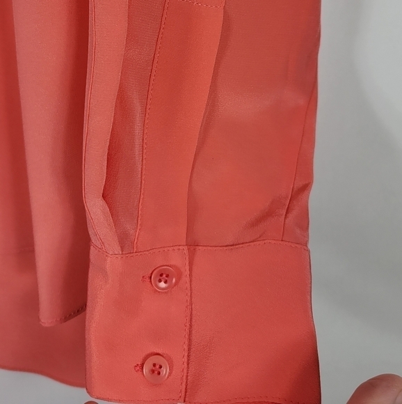 BCBGMaxAzria Pink Coral Silk Blouse # 433 Size M - Picture 4 of 9